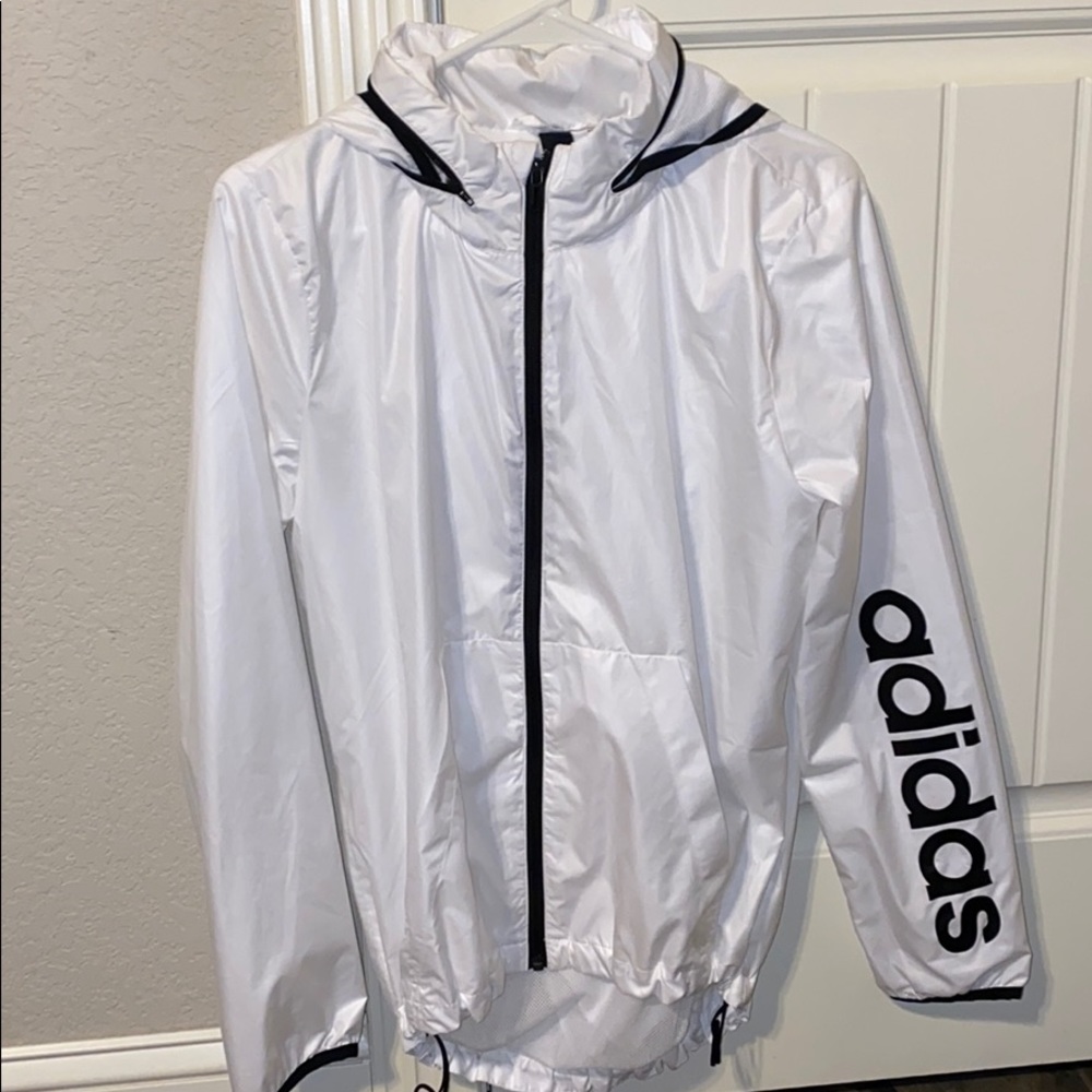 white adidas windbreaker